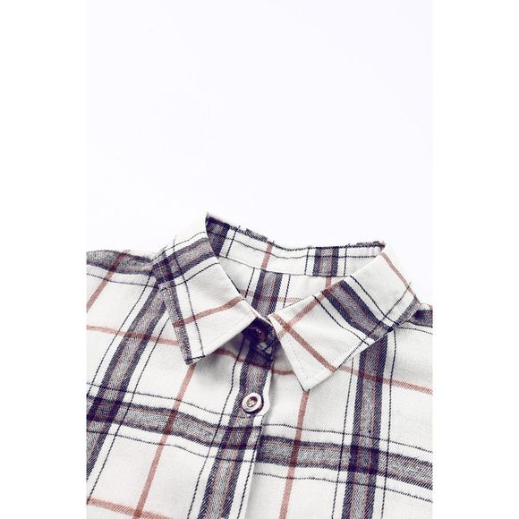 Azura Exchange  White Oversized Plaid Pattern Shacket with Slits - Picture 12 of 15